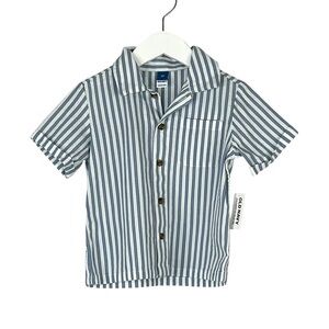 Old Navy Blue Striped Button Down T-Shirt 2T Toddler